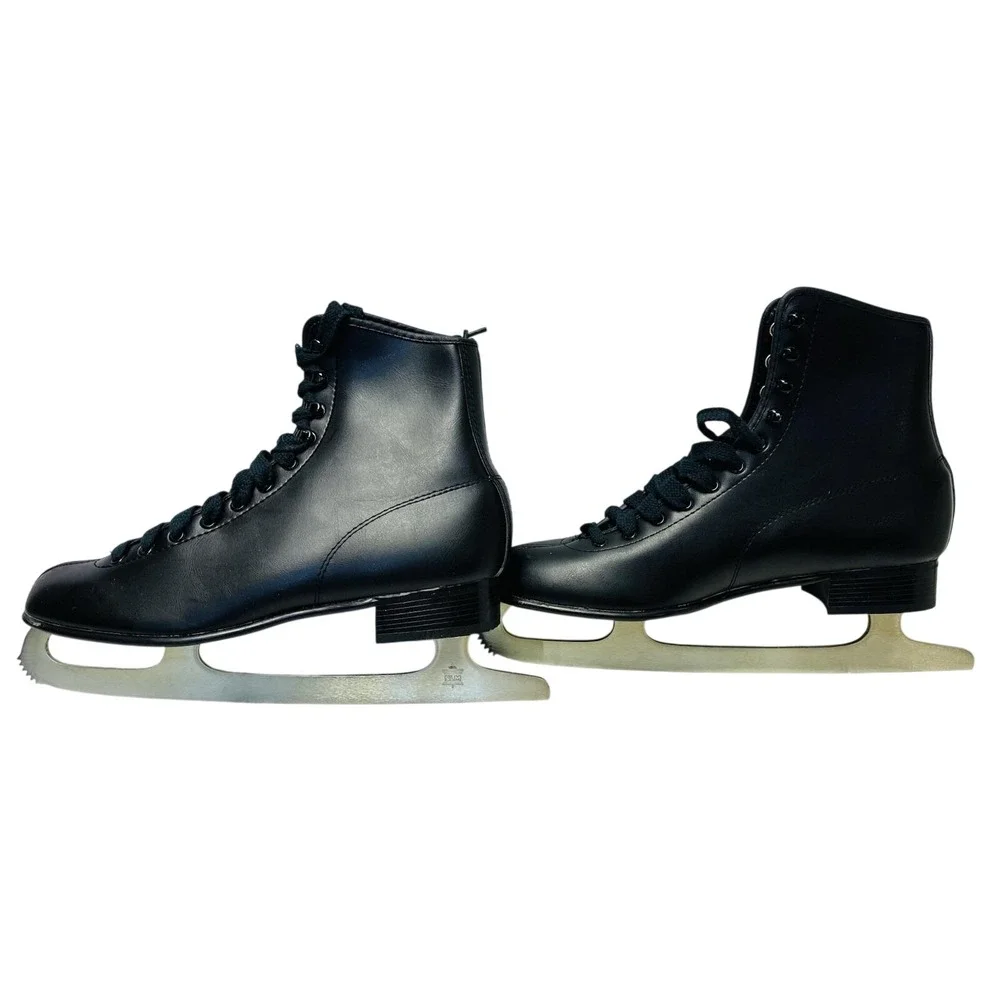 Lake Placid Ice Skates Size 10 Men Black‎ Figure Skates Model 283 Vtg Vinyl NEW